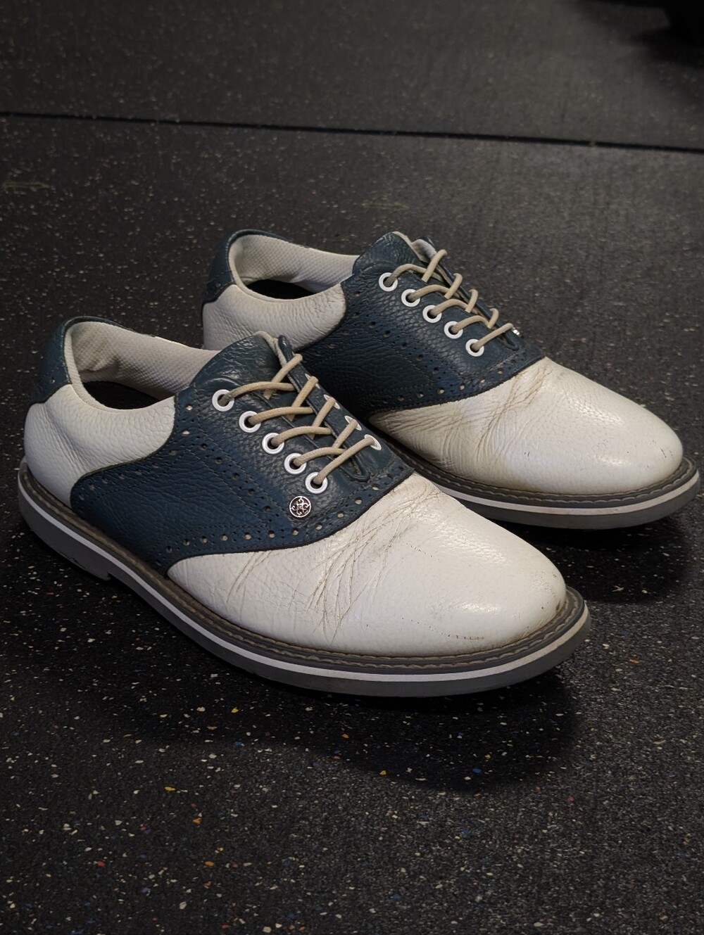 Size 9 Men’s G/Fore G4 Saddle Gallivanter Golf Shoes Navy White G4MC20EF03